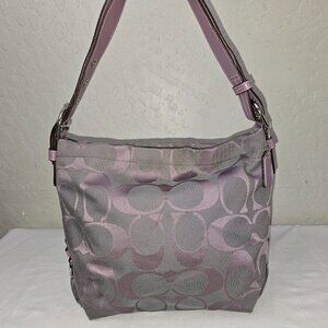 Coach F15067 Lilac & Light Gray Signature Canvas Convertible Duffel Crossbody